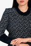 3.1 Phillip Lim 3.1 Navy/White Knit Velour Crewneck Sweater Size S