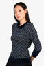 3.1 Phillip Lim 3.1 Navy/White Knit Velour Crewneck Sweater Size S