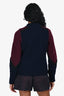 Sacai Navy/Burgundy Cable Knit Lace Detail Crewneck Sweater Size 2
