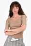 Lemaire Beige Scoop Neck 3/4 Sleeve Top Size XS