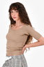 Lemaire Beige Scoop Neck 3/4 Sleeve Top Size XS