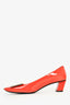 Roger Vivier Orange Patent Leather Gold Buckle Pumps Size 35.5