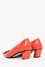 Roger Vivier Orange Patent Leather Gold Buckle Pumps Size 35.5