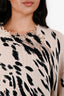 R13 Beige/Black Cheetah Printed Distressed Oversized Cotton Knit Sweater Size S