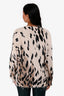 R13 Beige/Black Cheetah Printed Distressed Oversized Cotton Knit Sweater Size S