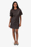 Zadig & Voltaire Burgundy Crinkled Leather Shift Dress Size S