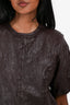 Zadig & Voltaire Burgundy Crinkled Leather Shift Dress Size S