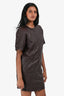 Zadig & Voltaire Burgundy Crinkled Leather Shift Dress Size S
