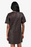 Zadig & Voltaire Burgundy Crinkled Leather Shift Dress Size S