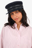 Hermès Navy Wool Leather Trimmed Conductor Hat Estimated Size L
