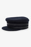Hermès Navy Wool Leather Trimmed Conductor Hat Estimated Size L