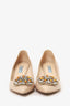 Prada Nude Patent Leather Crystal Embellishments Pumps Size 39