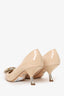 Prada Nude Patent Leather Crystal Embellishments Pumps Size 39