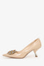 Prada Nude Patent Leather Crystal Embellishments Pumps Size 39