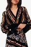Peter Pilotto Black/Orange Velvet Wrap-Effect Printed Midi Dress Size 12