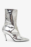 Balenciaga Silver Metallic Leather Knife Boots Size 39