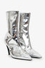 Balenciaga Silver Metallic Leather Knife Boots Size 39