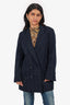 Stella McCartney Navy Wool Check Blazer Size 42