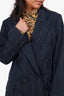 Stella McCartney Navy Wool Check Blazer Size 42