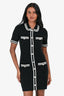 Maje Black Knit Faux Pearl Button Up Mini Dress Size 34