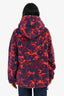 Burberry Red/Navy Sherpa Rosette Patterned Hooded Sweatshirt Size S
