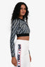 Fendi Black/Blue FF Print Long Sleeves Active Crop Top Size 38