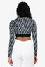 Fendi Black/Blue FF Print Long Sleeves Active Crop Top Size 38