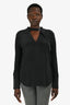 Equipment Black Silk V Neck Long Sleeve Top Size L