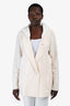 Lorena Antoniazzi Cream Wool Double Breasted Nylon Hooded Blazer Size 50