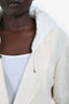 Lorena Antoniazzi Cream Wool Double Breasted Nylon Hooded Blazer Size 50