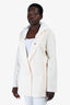 Lorena Antoniazzi Cream Wool Double Breasted Nylon Hooded Blazer Size 50