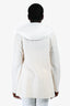 Lorena Antoniazzi Cream Wool Double Breasted Nylon Hooded Blazer Size 50