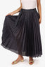 Sacai Navy Denim Trimmed Pleated Midi Wrap Skirt Size 2