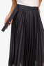 Sacai Navy Denim Trimmed Pleated Midi Wrap Skirt Size 2