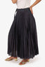 Sacai Navy Denim Trimmed Pleated Midi Wrap Skirt Size 2