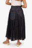 Sacai Navy Denim Trimmed Pleated Midi Wrap Skirt Size 2