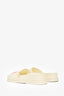 Pre-Loved Chanel™ 2022 Cream Leather Pastel 'CHANEL' Slides Size 38