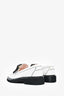 Roger Vivier White Patent Crystal Buckle Loafers Size 37