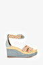 Hermès Multicolour Braided Leather 'Ines' Espadrille Wedge Sandals Size 37