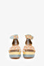 Hermès Multicolour Braided Leather 'Ines' Espadrille Wedge Sandals Size 37