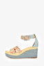 Hermès Multicolour Braided Leather 'Ines' Espadrille Wedge Sandals Size 37