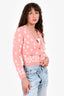 Pre-Loved Chanel™ Spring 2022 Pink/White Floral Printed Cashmere Cardigan Size 34