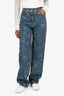 Pre-Loved Chanel™ 2021 Blue Mid Wash Floral Denim Straight Leg Jeans Size 34