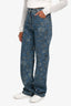 Pre-Loved Chanel™ 2021 Blue Mid Wash Floral Denim Straight Leg Jeans Size 34