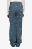 Pre-Loved Chanel™ 2021 Blue Mid Wash Floral Denim Straight Leg Jeans Size 34