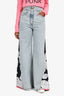 Pre-Loved Chanel™ 2021 Light Blue Denim Wide Leg Floral Jeans Size 36