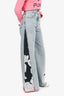 Pre-Loved Chanel™ 2021 Light Blue Denim Wide Leg Floral Jeans Size 36