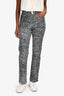 Pre-Loved Chanel™ 2021 Black/White Camellia Print Slim Tapered Jeans Size 36