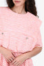 Pre-Loved Chanel™ Orange/Pink Striped Short Sleeves Midi Dress Size 36