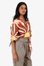 Sandro Brown Multicolour Silk Cropped Top Size 1